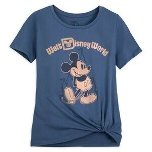 Disney Graphic Tee S Blue Rose Gold Mickey Mouse Side Tie Knot Disneycore Summer